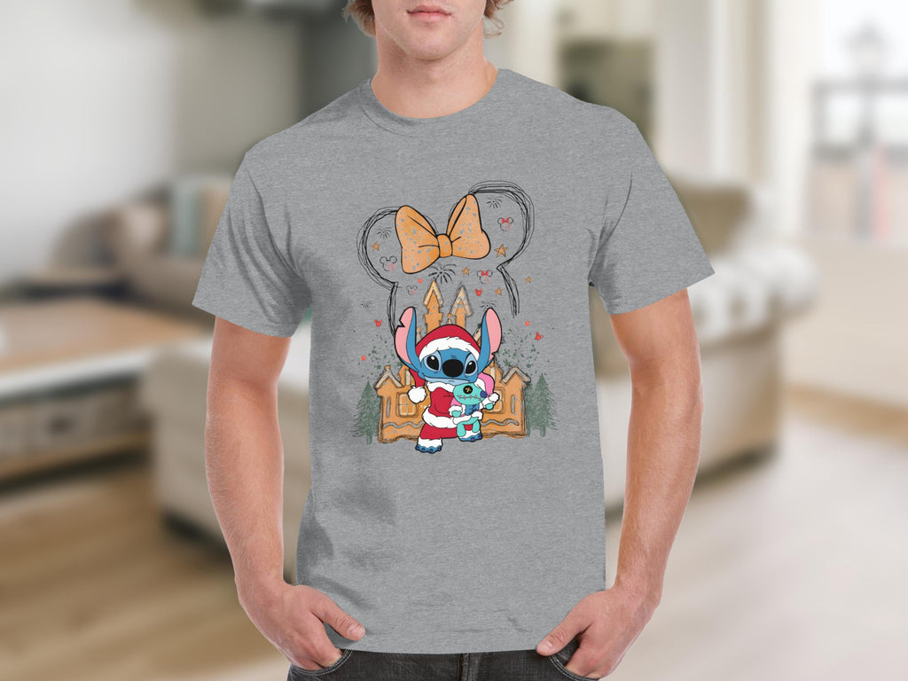 Stitch Holiday Spirit Celebration in Santa Outfit T-Shirts