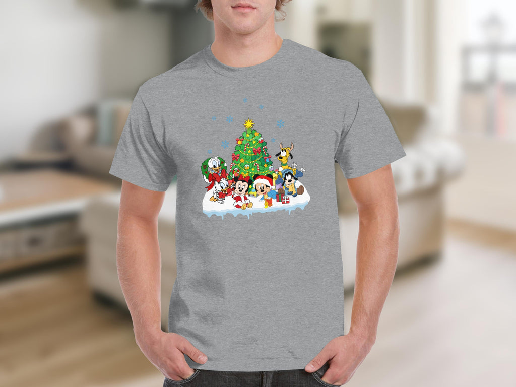 Cartoon Disney Characters With Christmas Tree T-Shirts