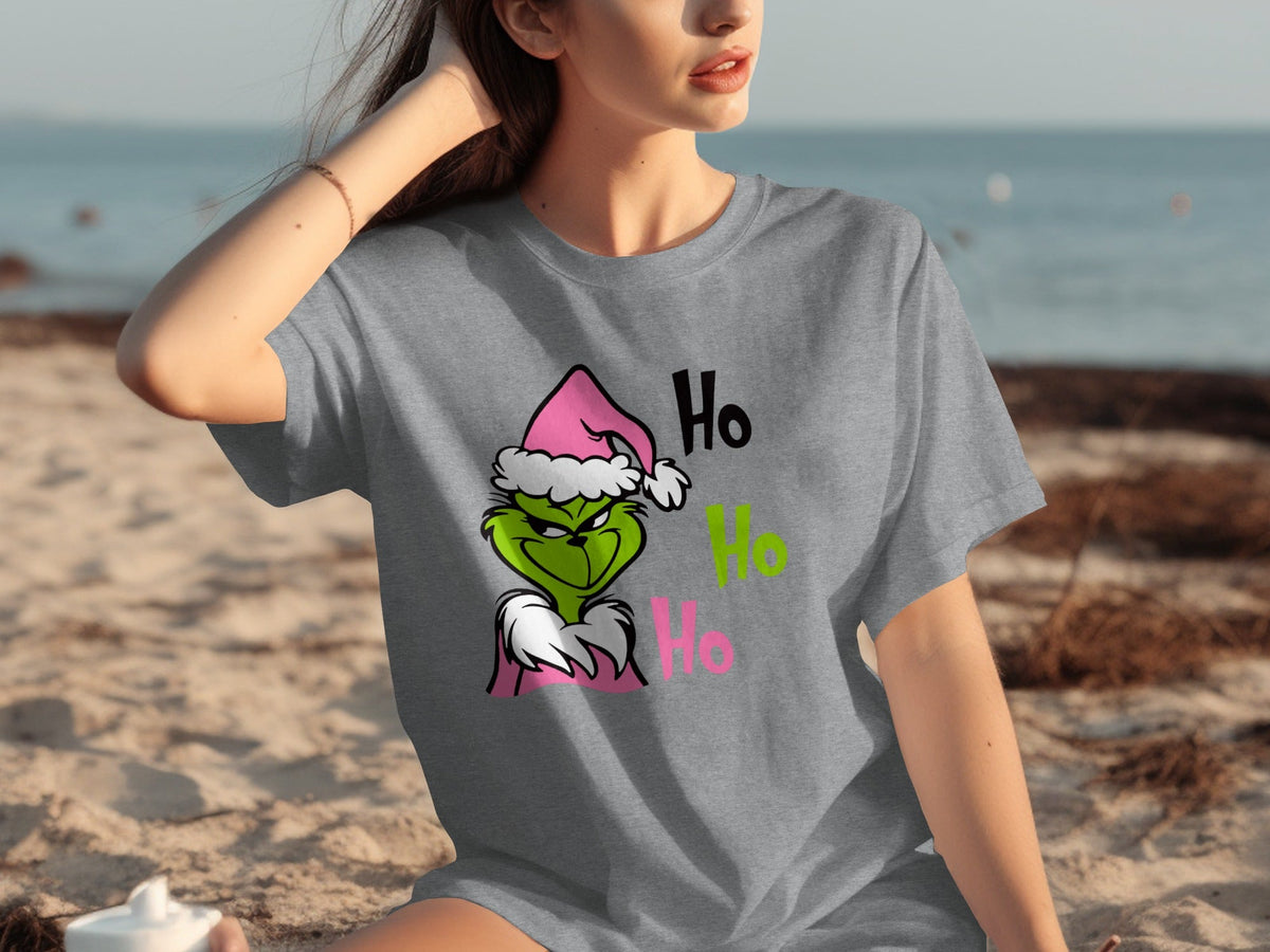 Grinch Cartoon Christmas Ho Ho Ho Graphic Design T-Shirts