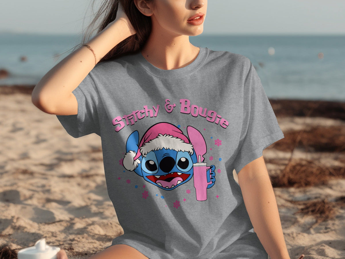 Stitchy And Bougie Santa Stitch Festive Holiday T-Shirts