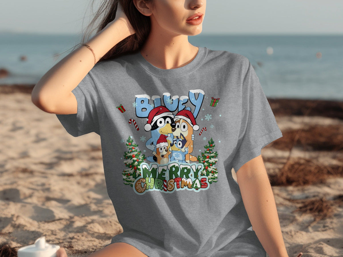 Bluey and Family Christmas Celebration Holiday T-Shirts product image 1