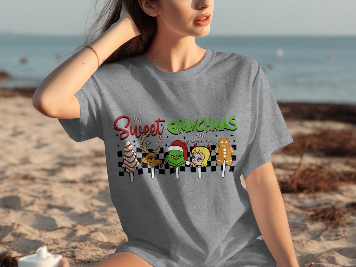 Sweet Grinchmas Characters On Sticks Holiday T-Shirts product image 1
