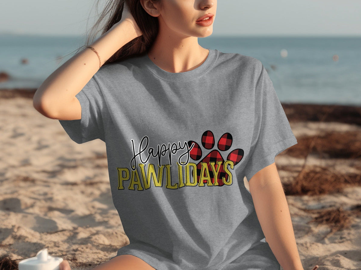 Happy Pawlidays Festive Dog Paw Print Christmas Holiday product image 1