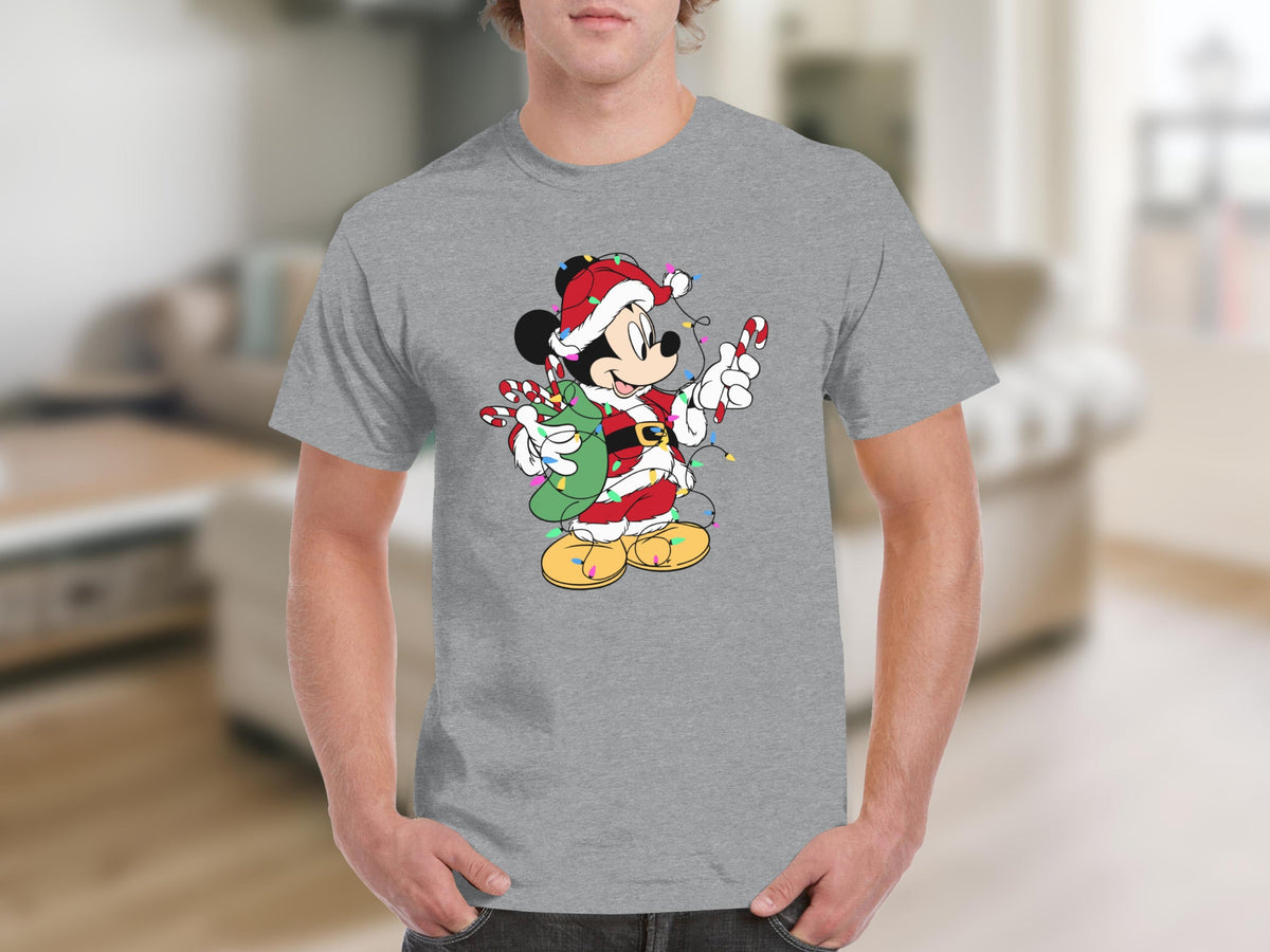 Santa Mickey Mouse With Lights And Candy Canes T-Shirts