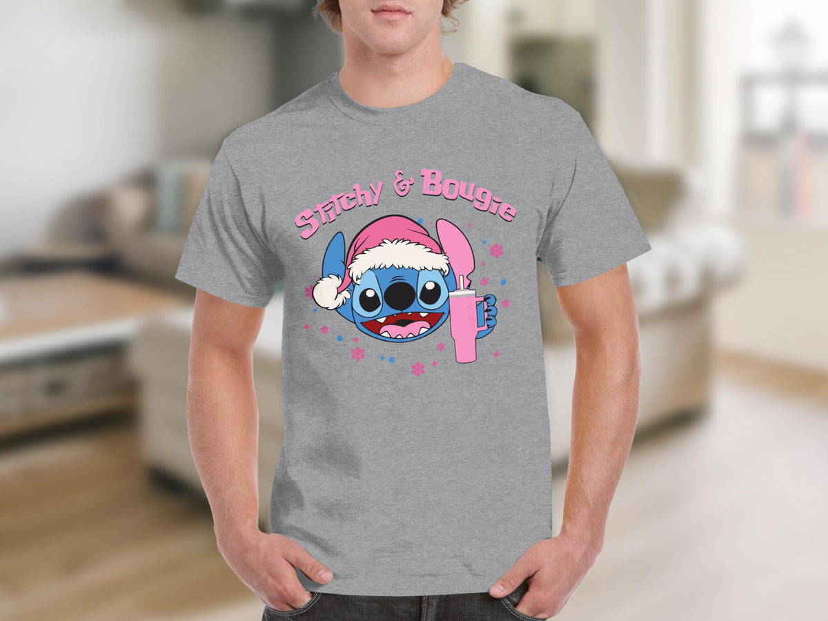 Stitchy And Bougie Santa Stitch Festive Holiday T-Shirts