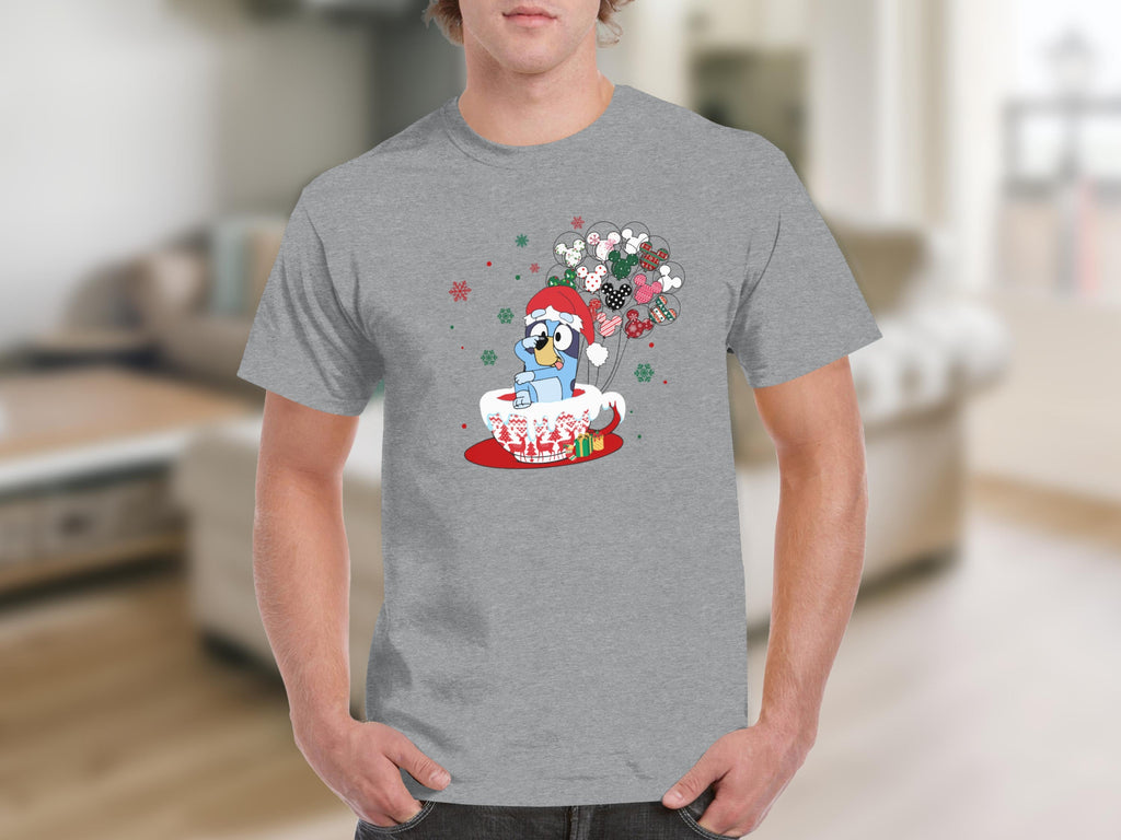 Bluey in Cup with Balloons Christmas Holidays T-Shirts
