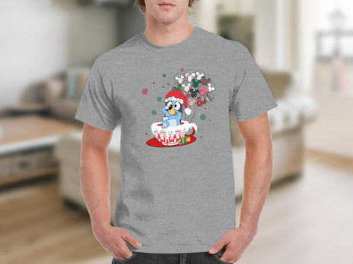 Bluey in Cup with Balloons Christmas Holidays T-Shirts