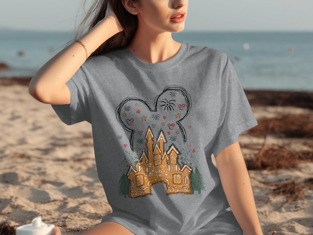 Disney Gingerbread Castle With Fireworks And Mouse T-Shirts product image 1