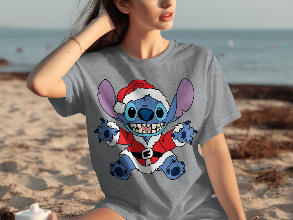 Stitch Dressed in Santa Suit Christmas Holiday T-Shirts