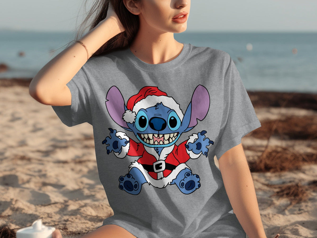 Stitch Dressed in Santa Suit Christmas Holiday T-Shirts