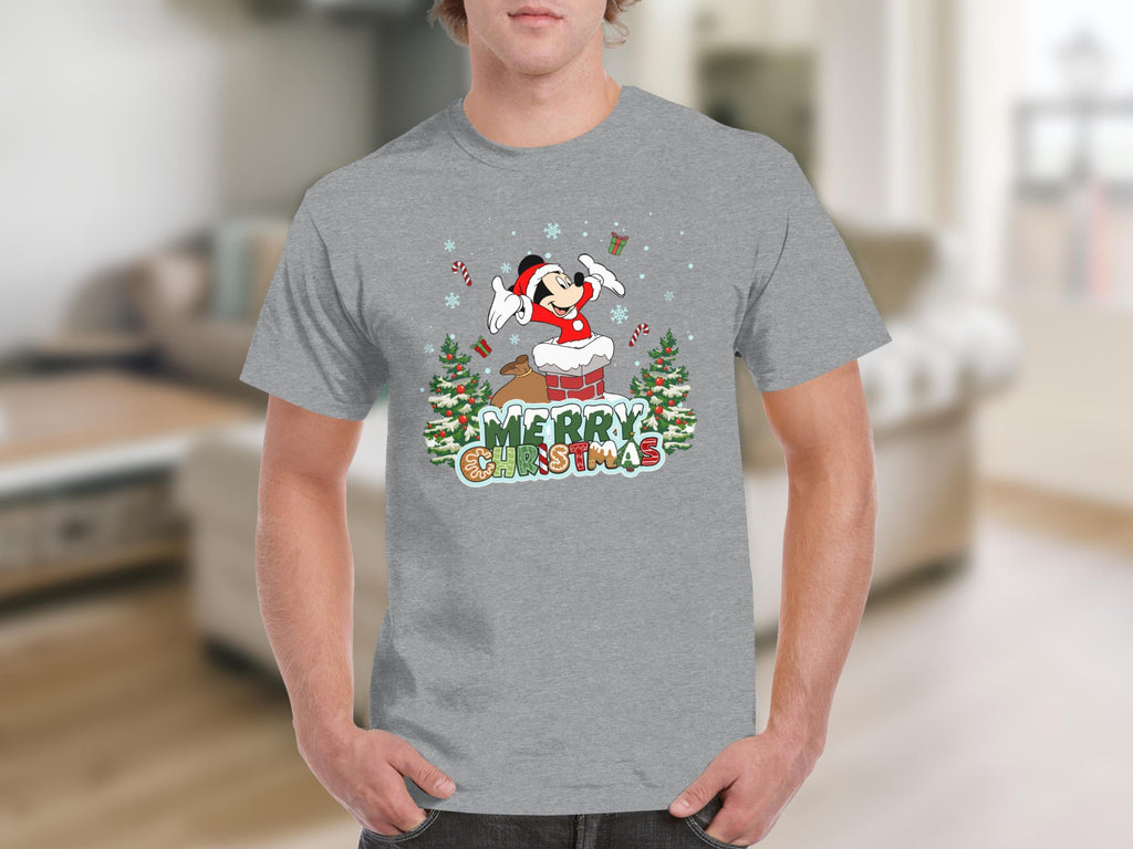 Mickey Mouse Festive Cheer Merry Christmas Design T-Shirts