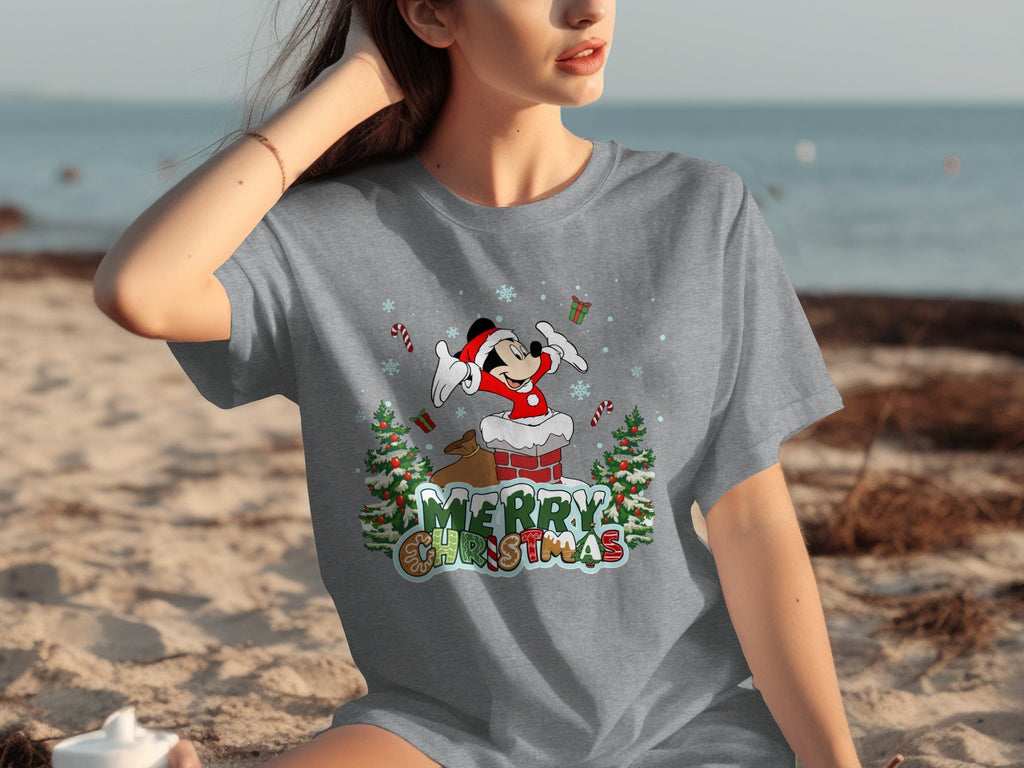 Mickey Mouse Festive Cheer Merry Christmas Design T-Shirts