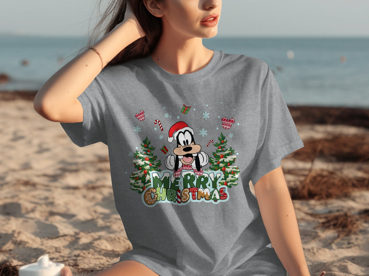 Goofy Celebrates Merry Christmas Season with Trees T-Shirts