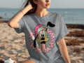 Cartoon Santa Pluto in Wreath with Lights T-Shirts