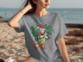Cartoon Duck With Christmas Lights And Wreath T-Shirts